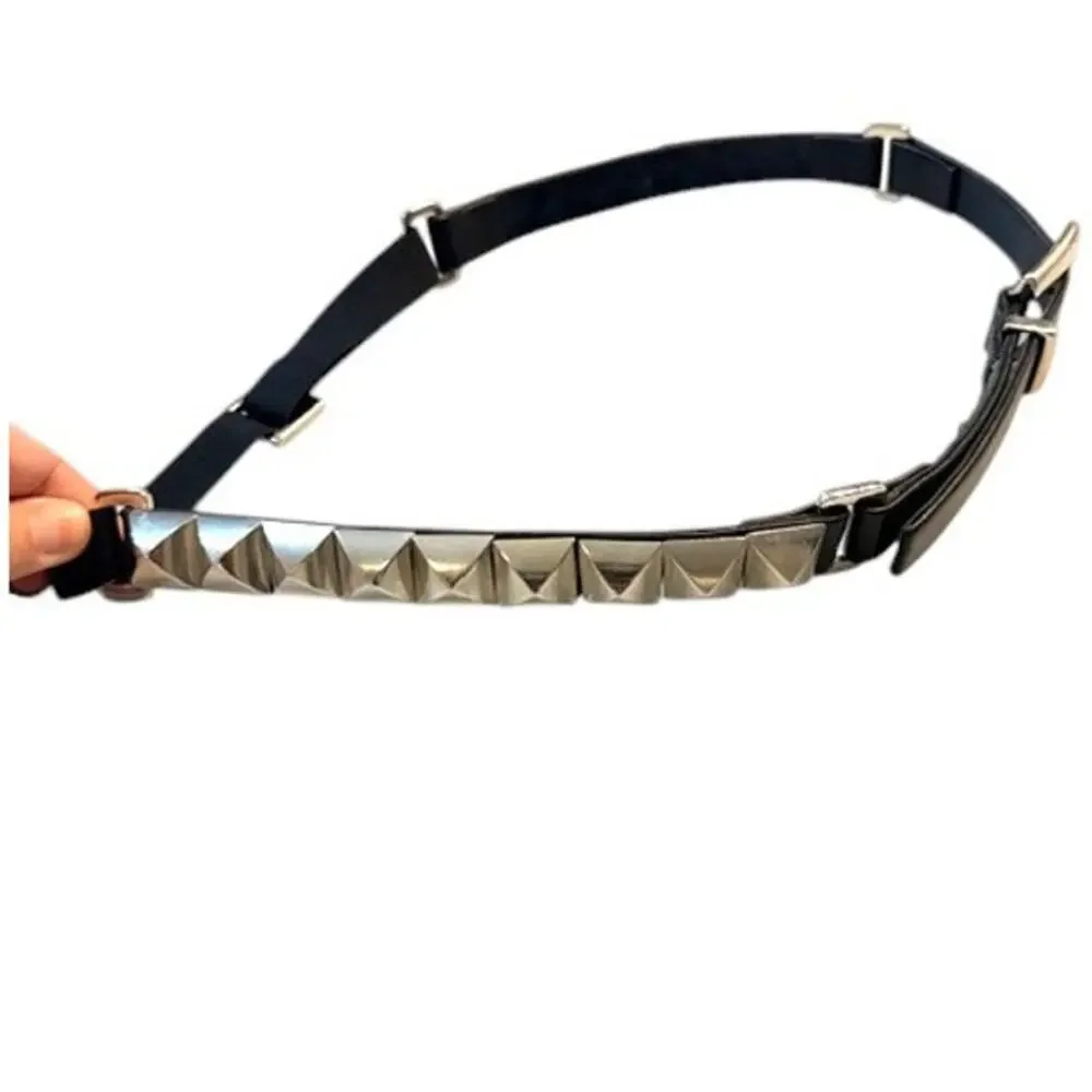 Vintage Suzi Roher Canada Studded Leather Belt Small Plus Silver 90s